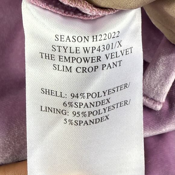 Wildfang Pants Womens 16 Purple Empower Velvet Slim Crop Stretch Trousers New - Picture 9 of 13